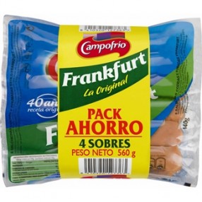 Salchichas frankfurt original FORMATO AHORRO CAMPOFRIO pack 4 envase 140 grs